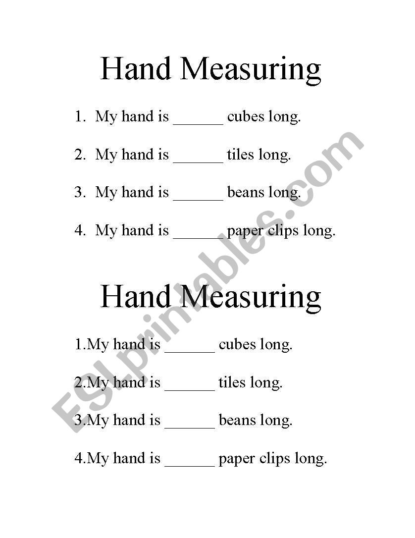 Hand measuring worksheet