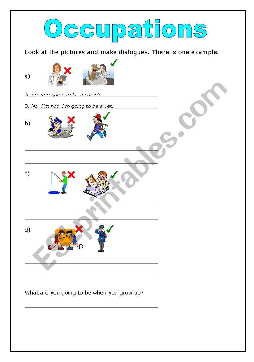 Occupations worksheet