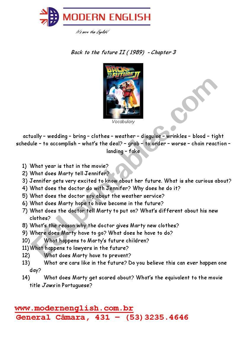 Back to the future 2 worksheet