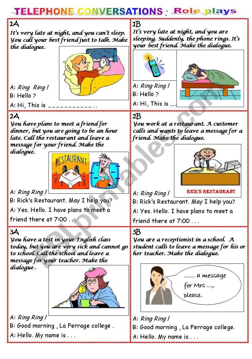 9 Role Plays for ESL class role play…: English ESL worksheets pdf