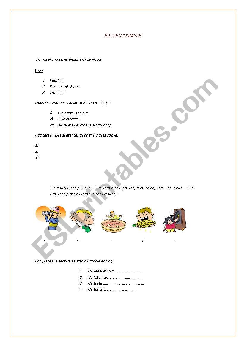 Present simple worksheet