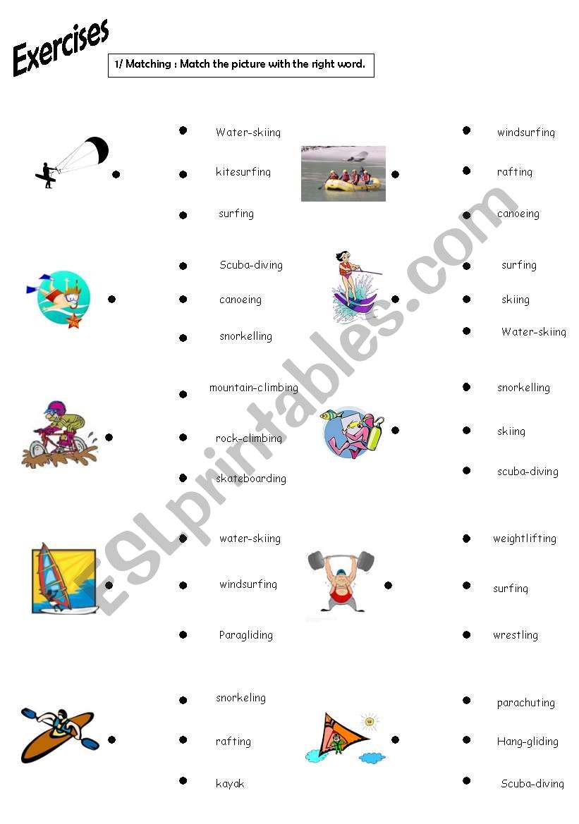 Sports exercises 2 worksheet