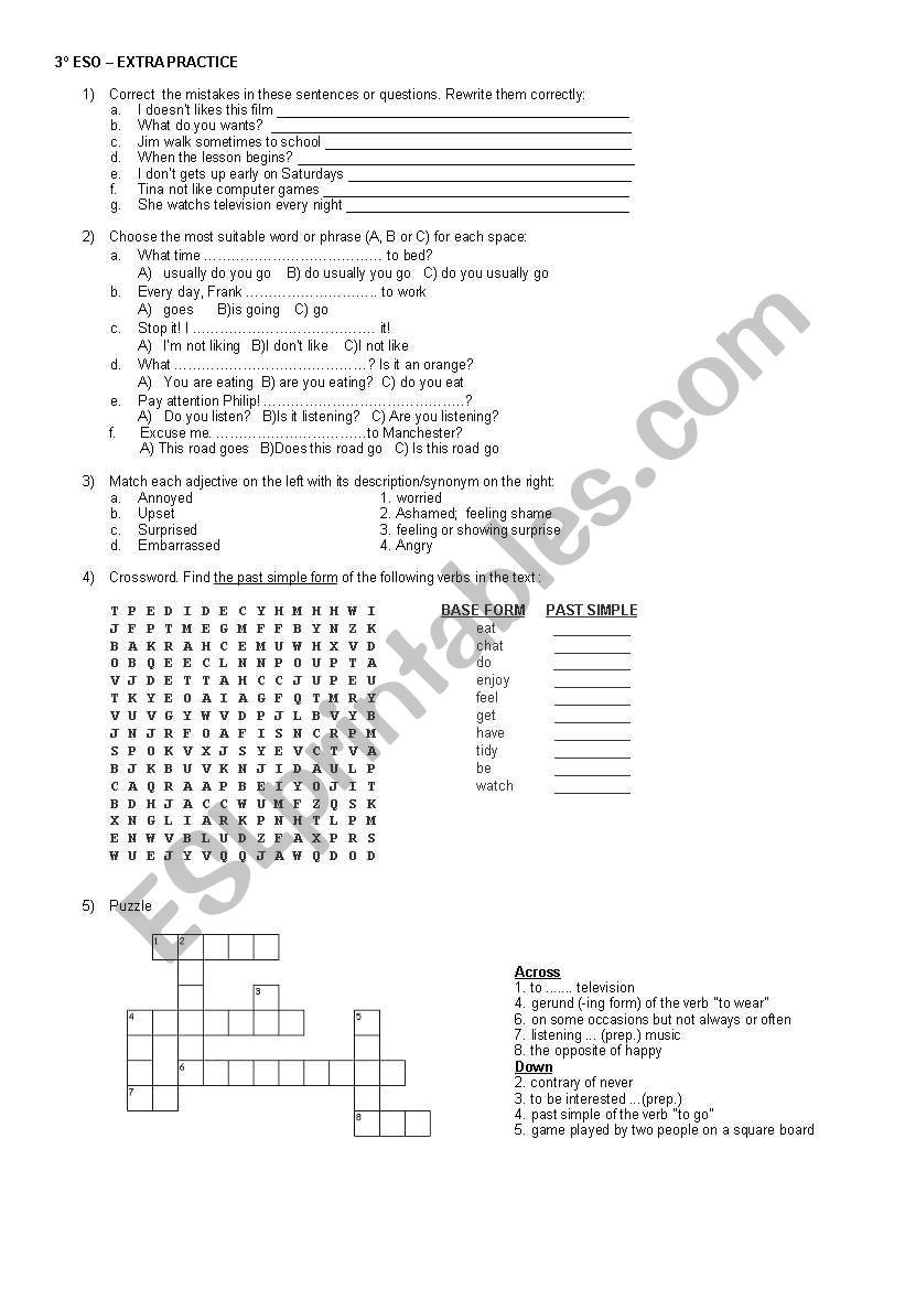 3 eso practise worksheet