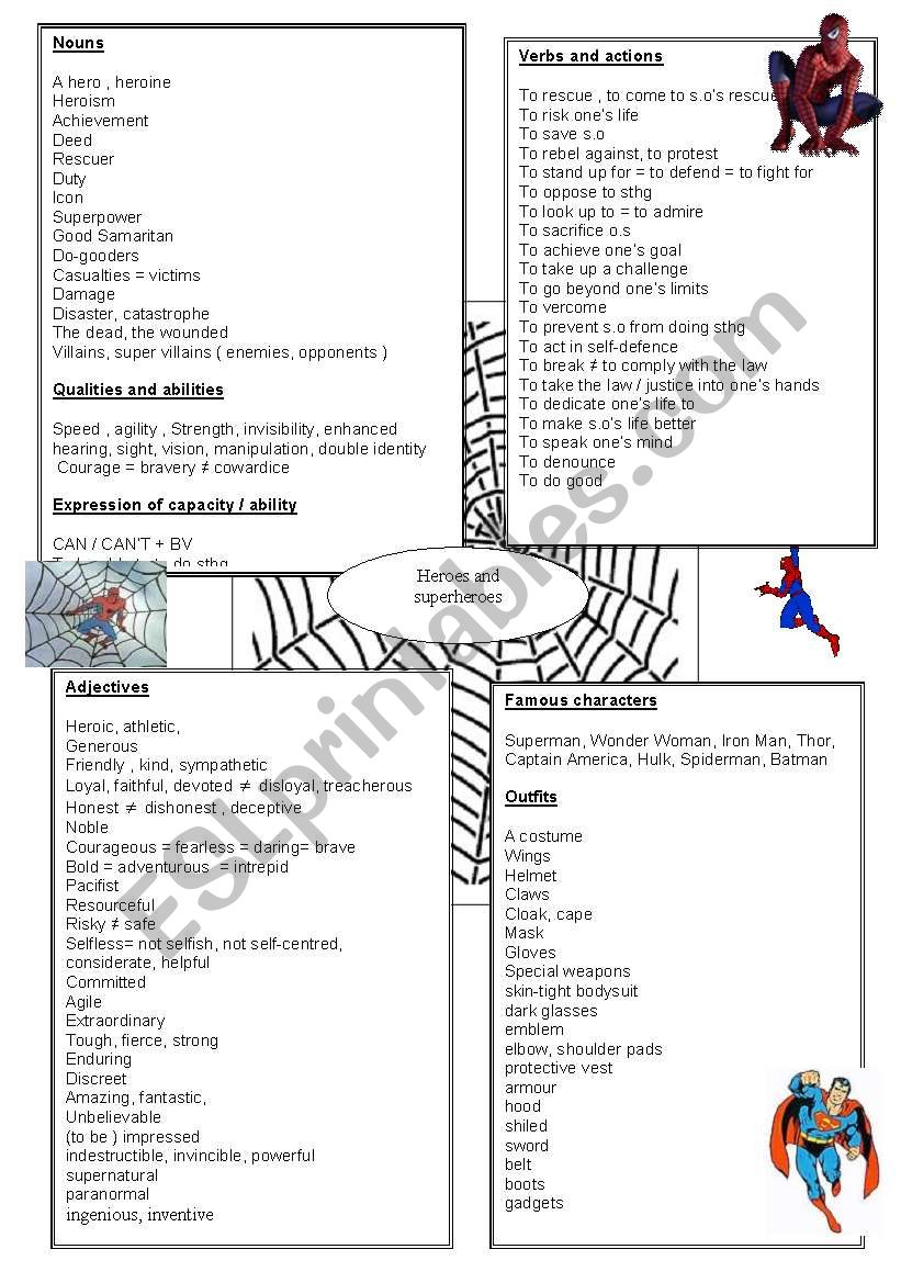 word bank superheroes  worksheet