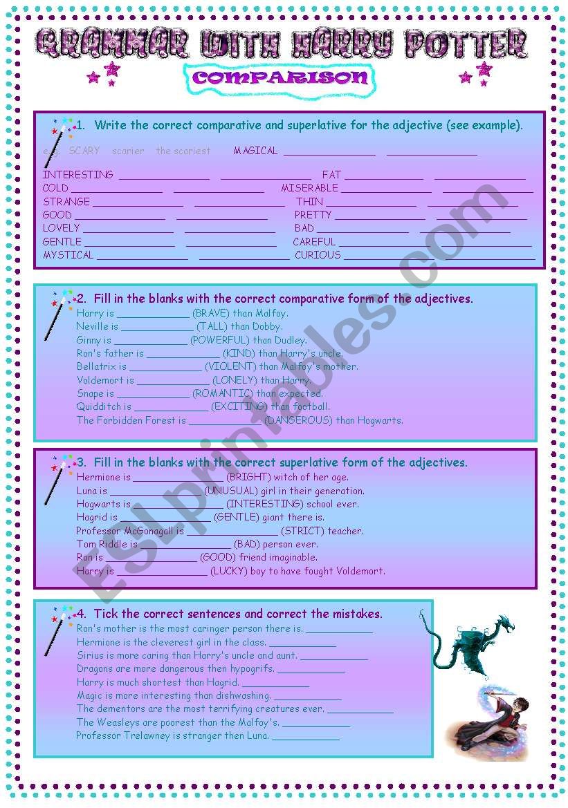 Comparison with Harry Potter worksheet