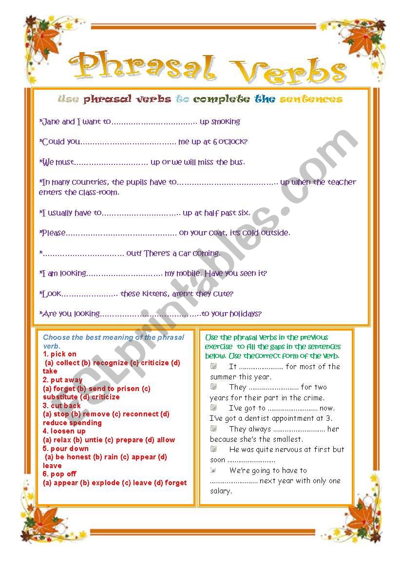 Phrasal Verbs worksheet