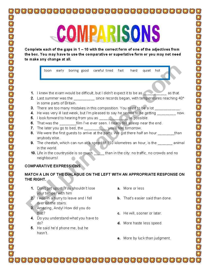 COMPARISON worksheet