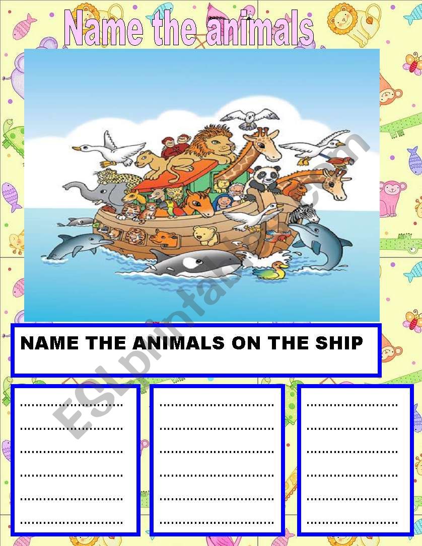NAME THE ANIMALS worksheet