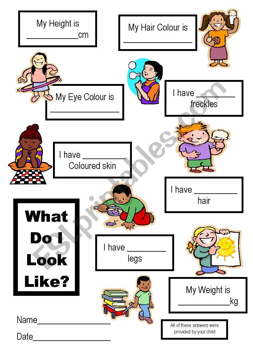 All about me worksheet