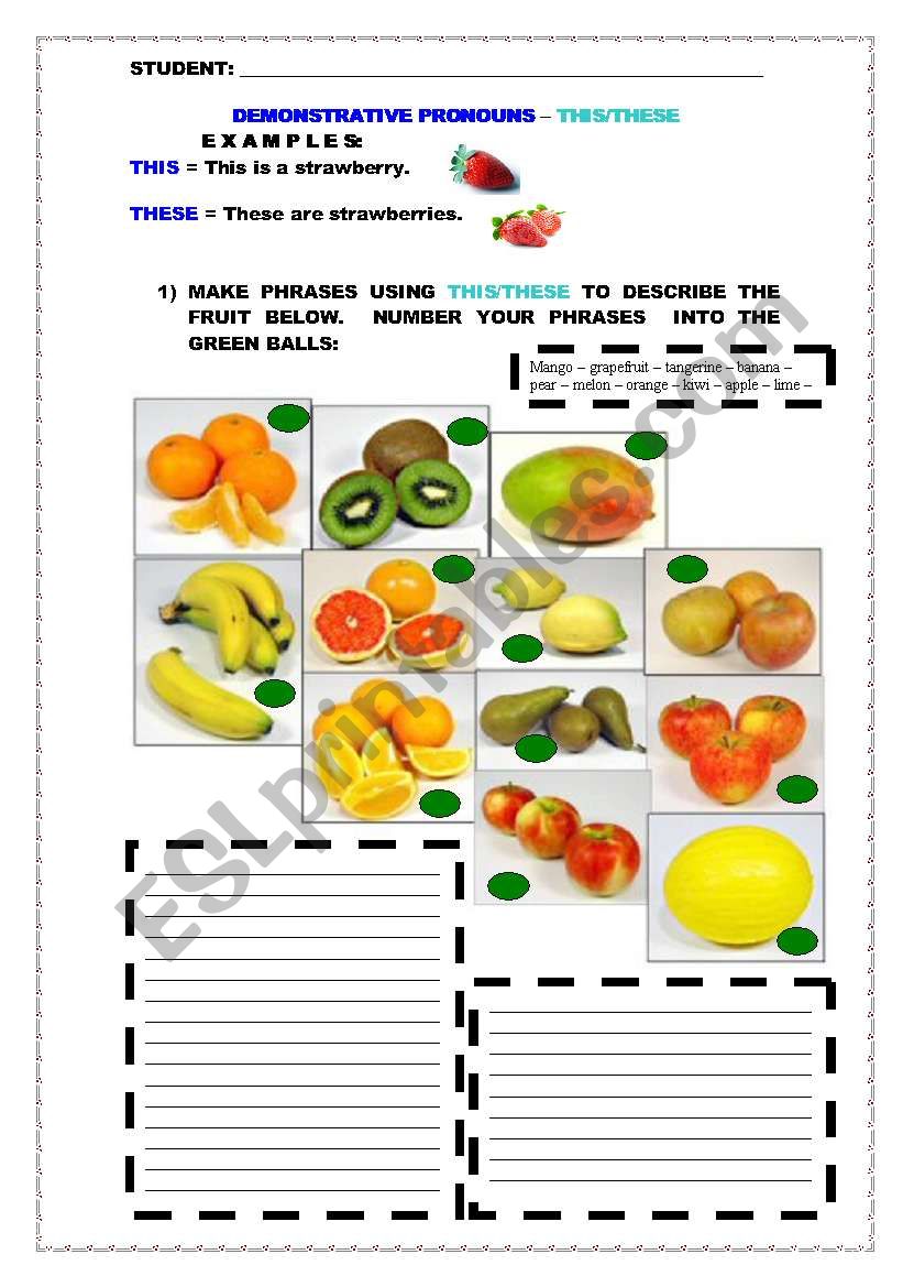 FRUIT - THIS/THESE worksheet