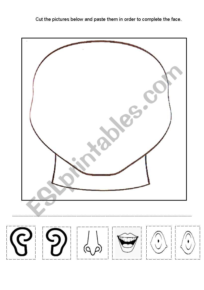 Parts of the face worksheet