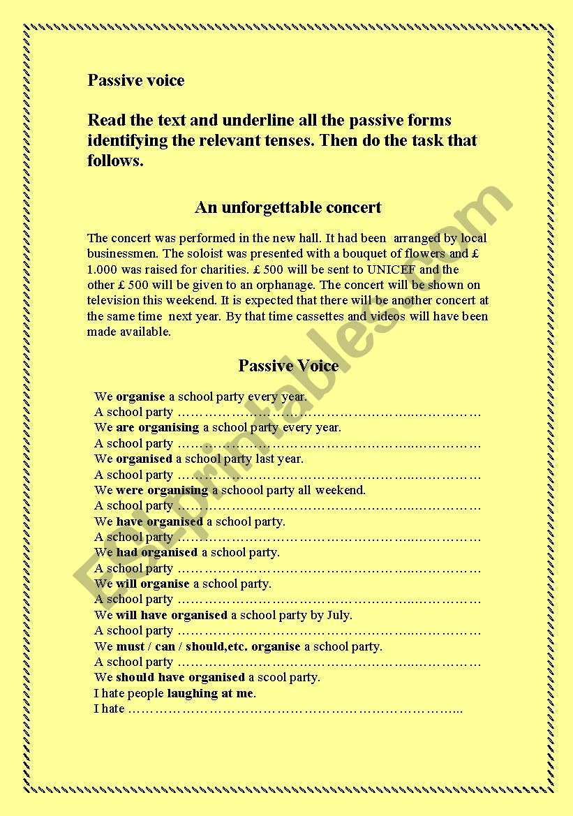 passive voice and causative worksheet