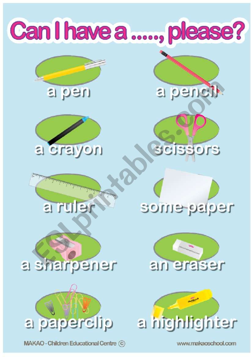 Classroom language1 - objects worksheet