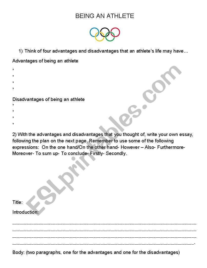 Being an athlete worksheet