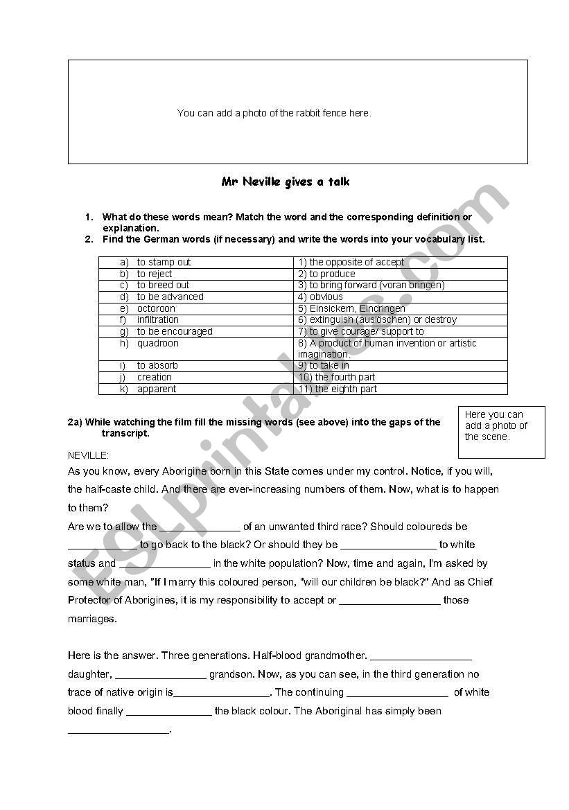 Mr Nevilles speech worksheet