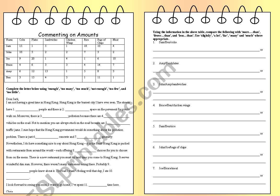 Commenting on Amounts - Too, Very, Enough