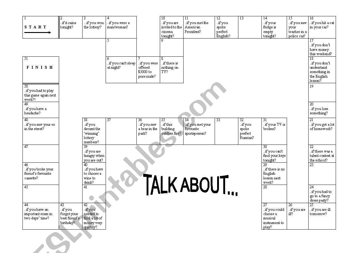 Board game worksheet