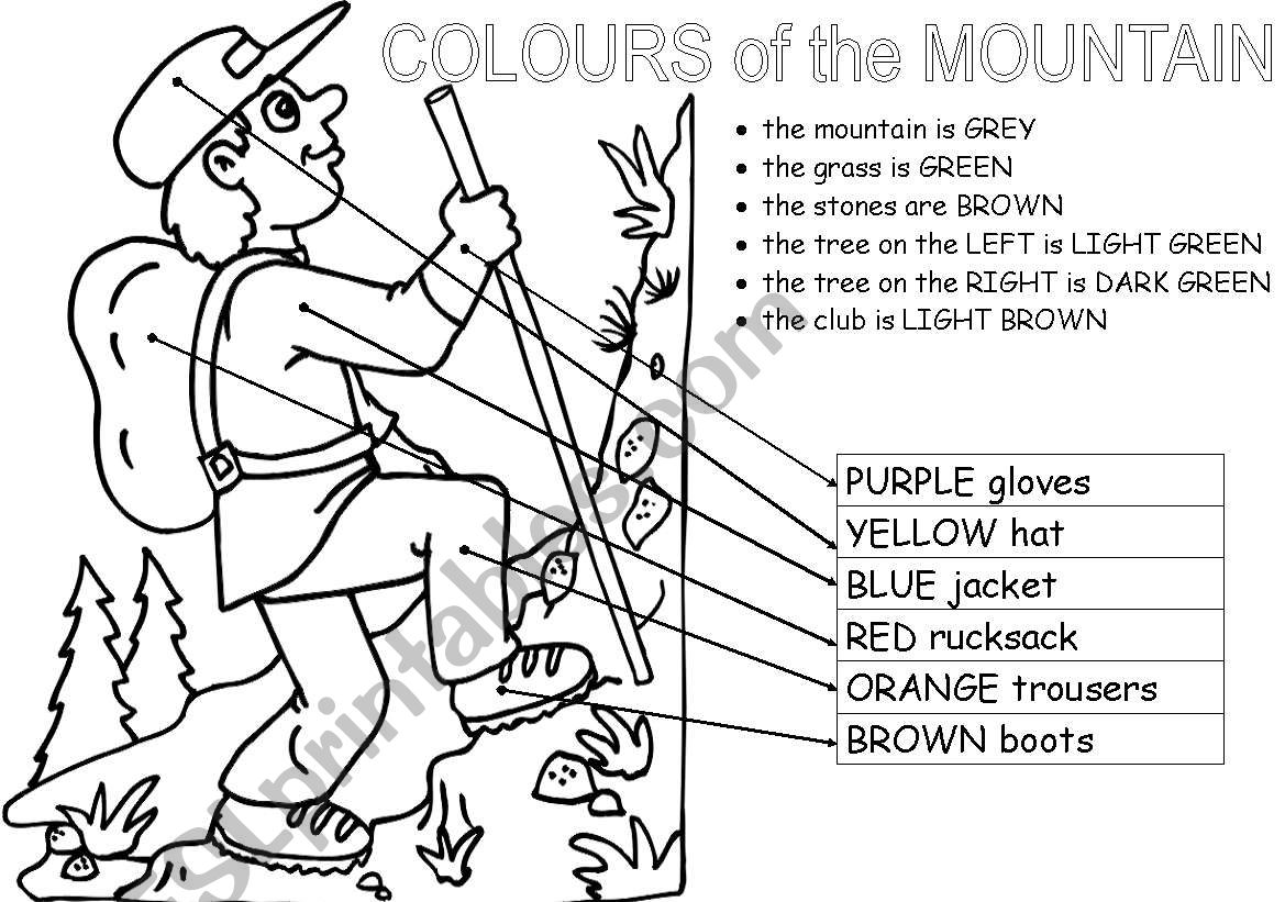 colours of the mountain worksheet