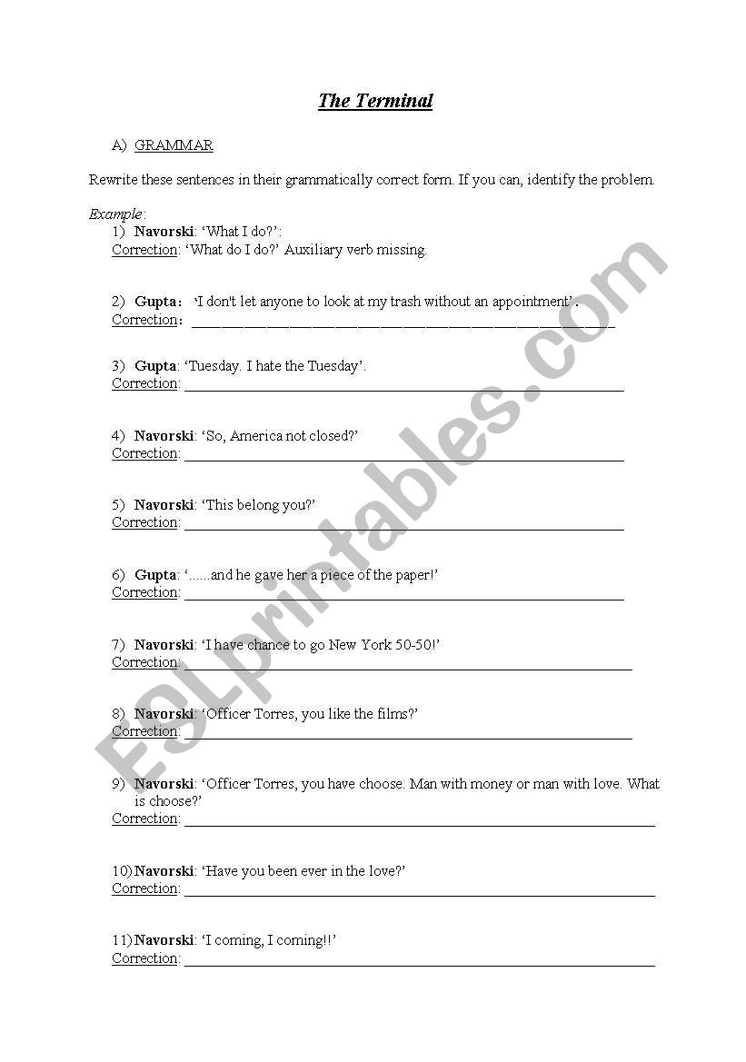 Â´The TerminalÂ´ Worksheet worksheet