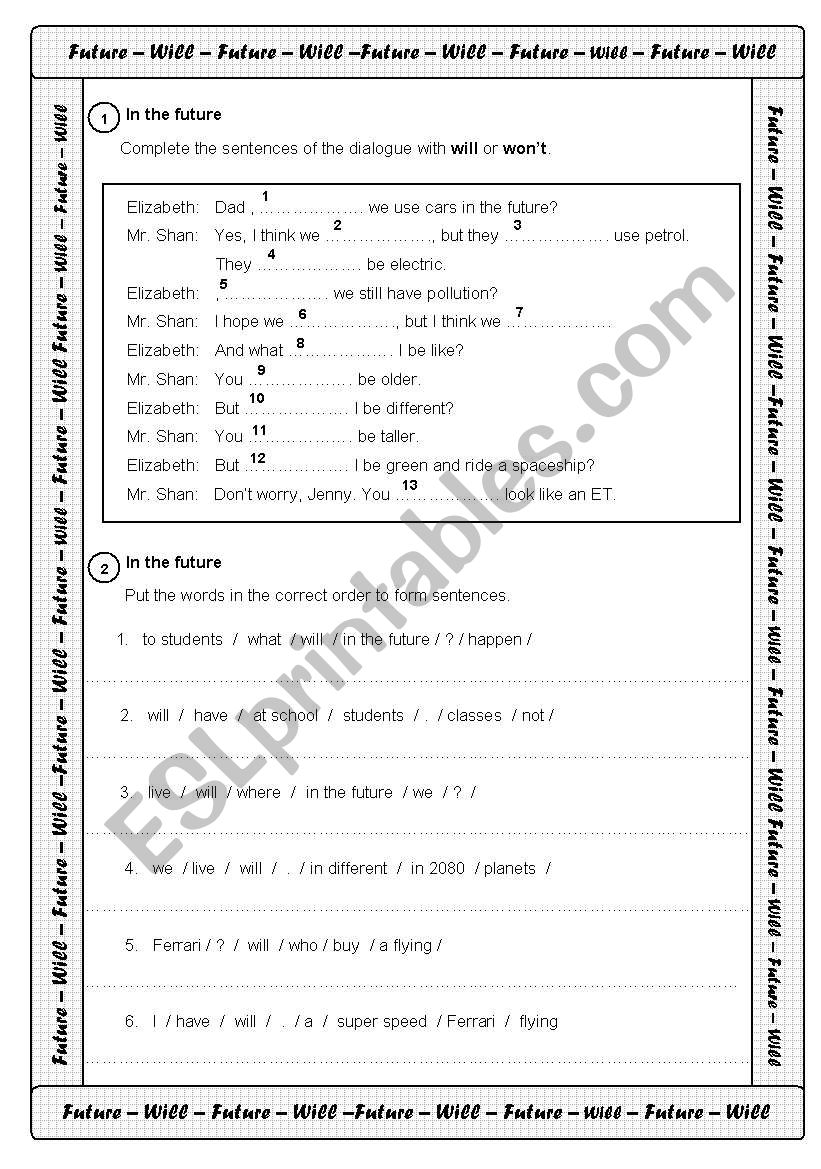 FUTURE SIMPLE - WILL worksheet