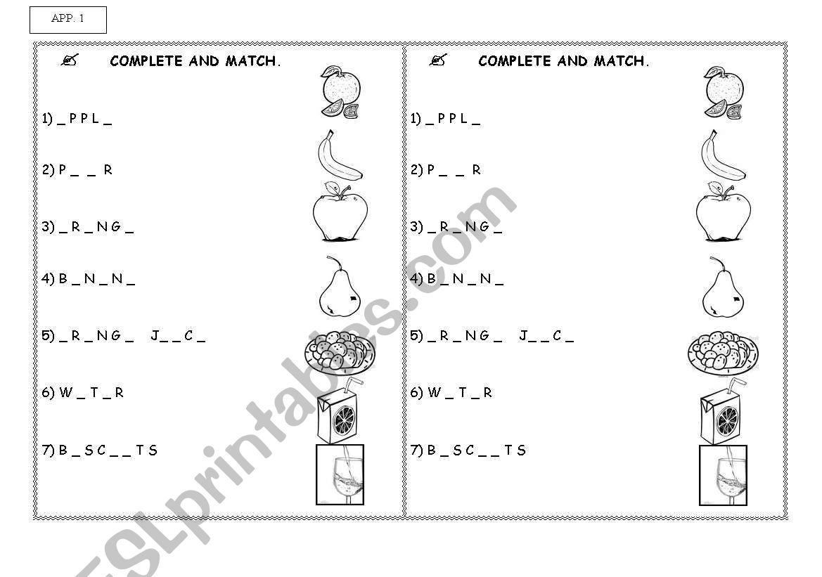 FOOD AND DRINKS worksheet