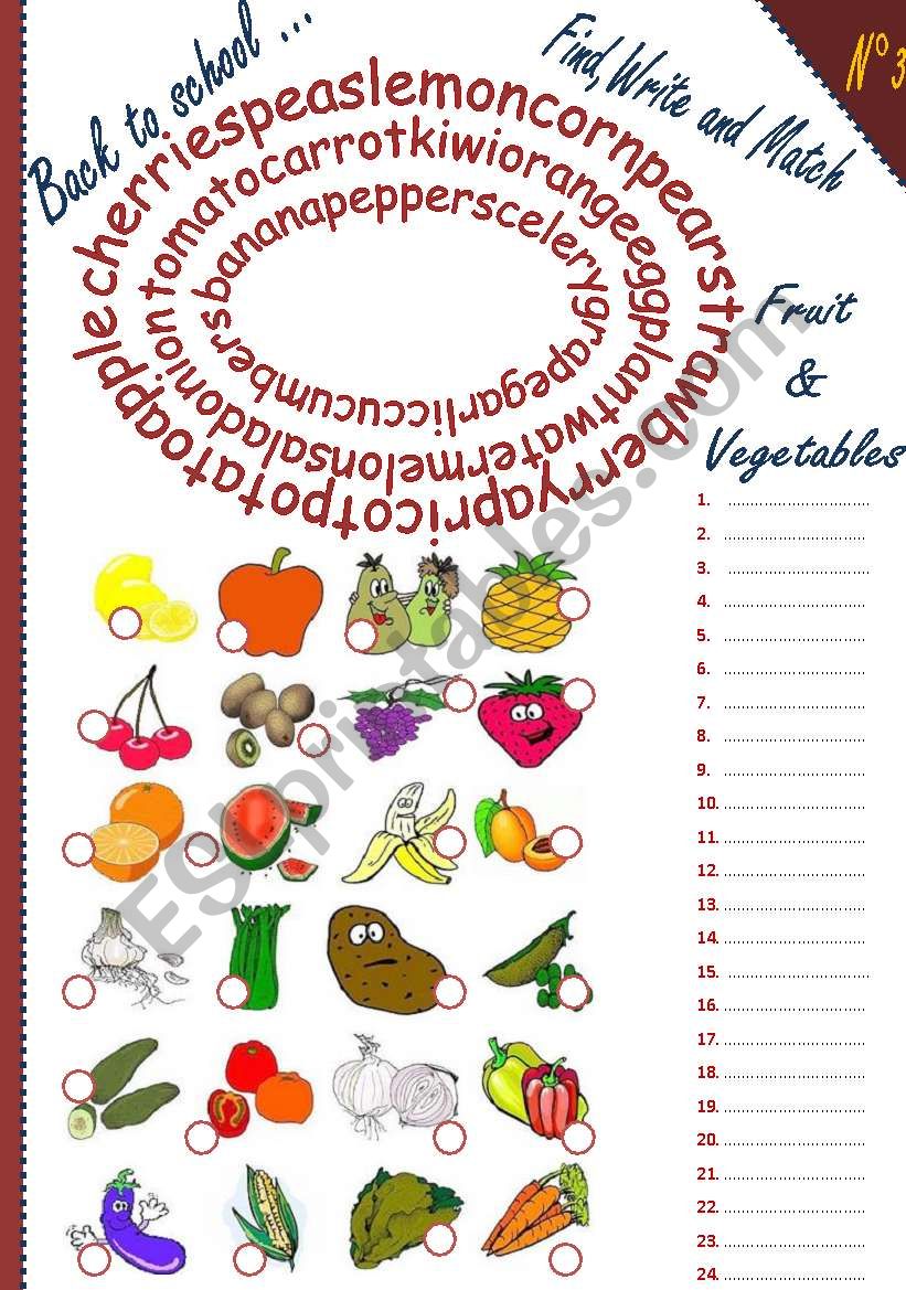 Back to school:fruit & vegetables
