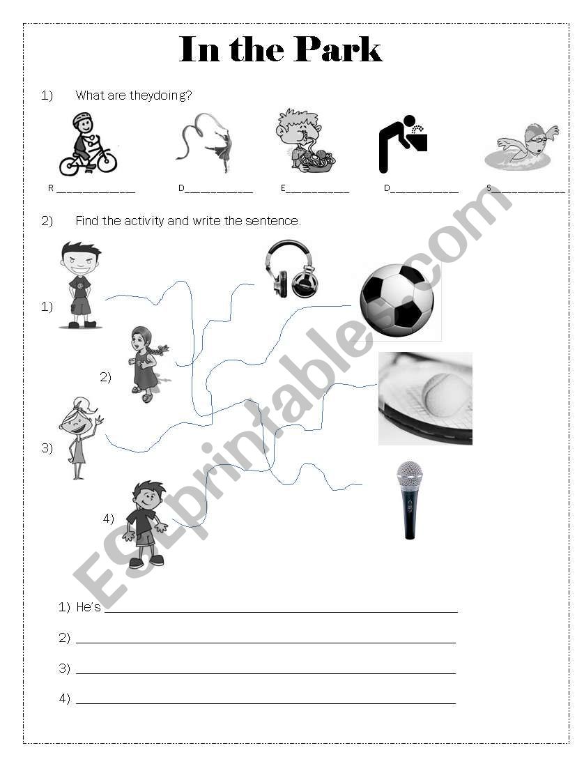 In the park worksheet