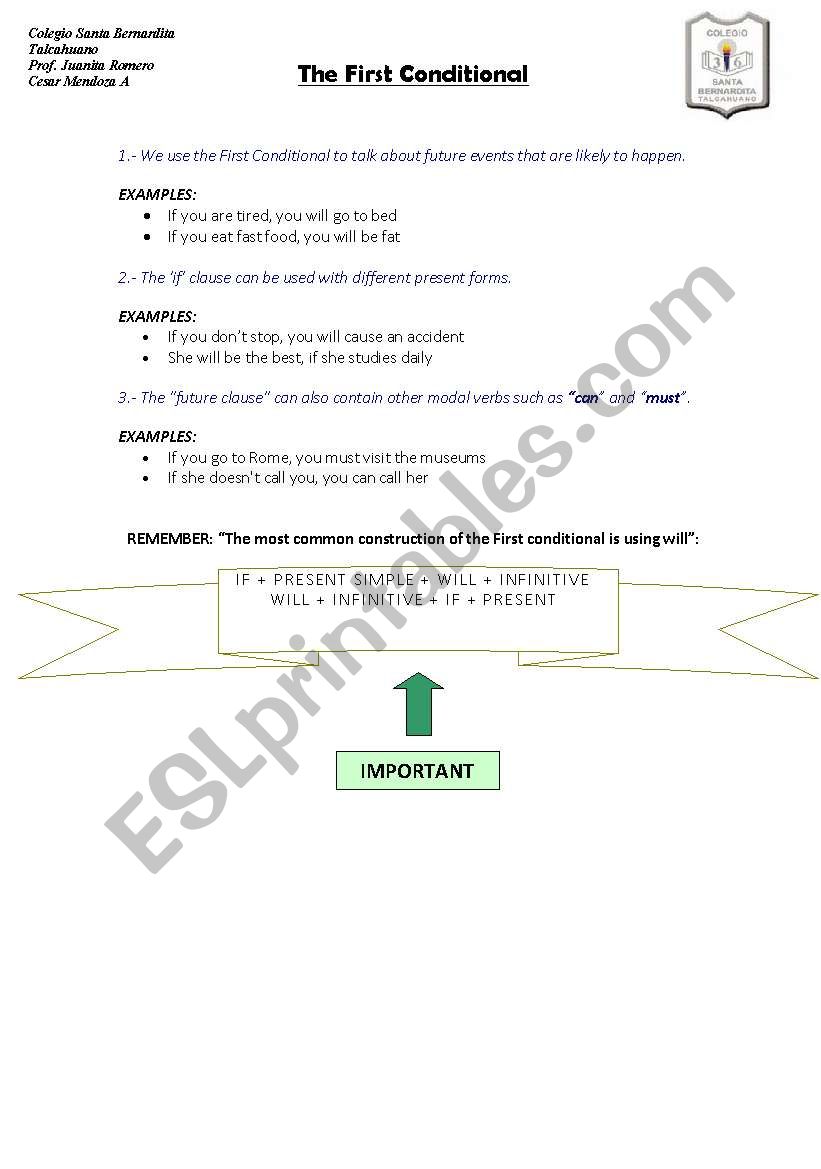 first conditional worksheet