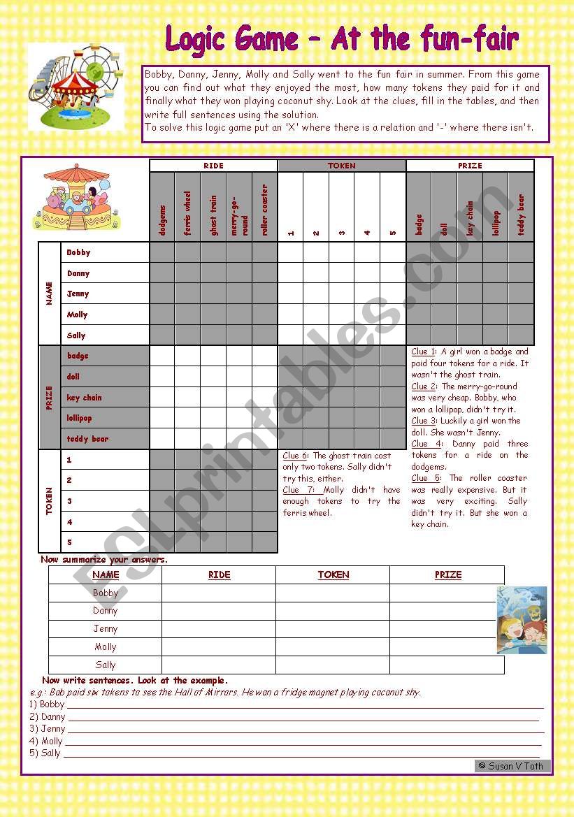 Logic game (27th) - At the fun-fair * upper-elementary * with key * fully editable *** created with WORD 2003