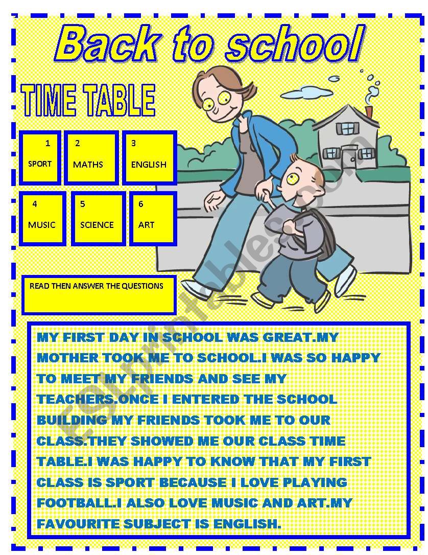 BACK TO SCHOOL worksheet