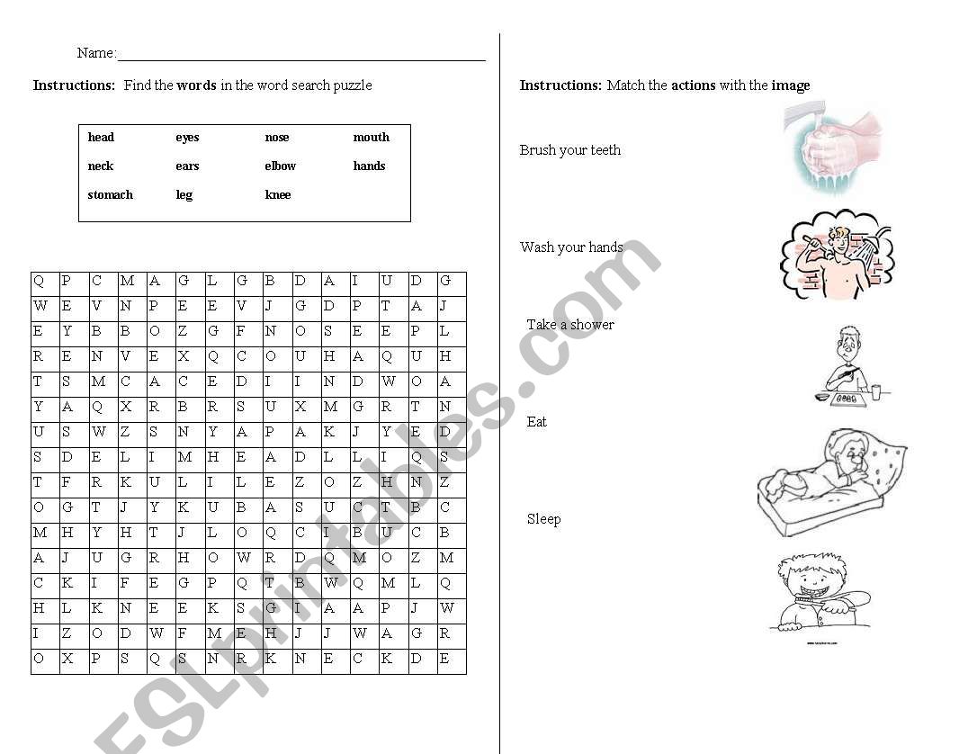 everyday actions worksheet