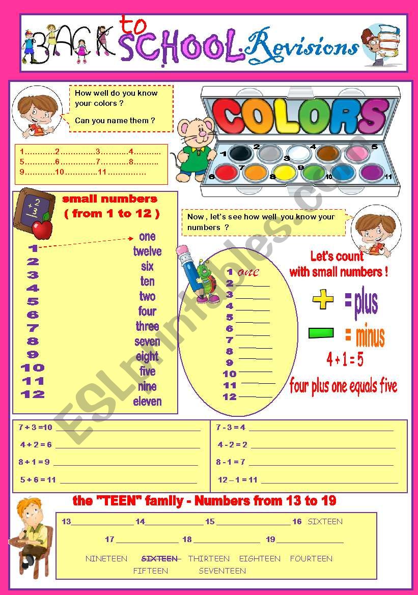 BACK TO SCHOOL REVISIONS  worksheet