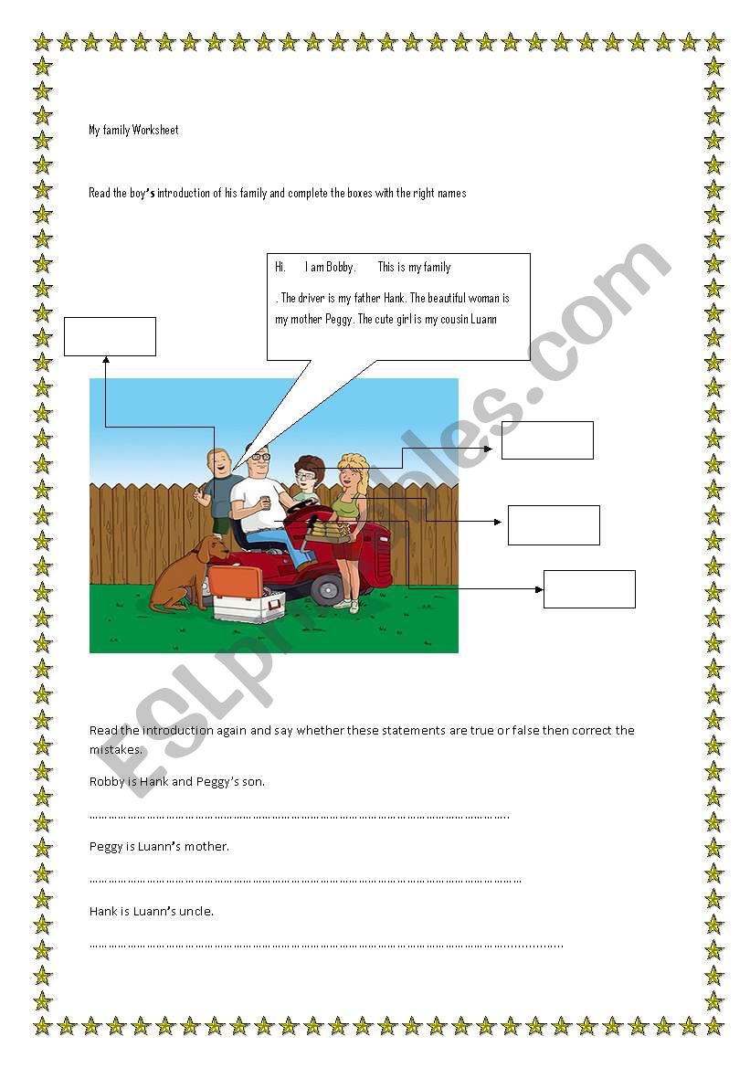 my family worksheet