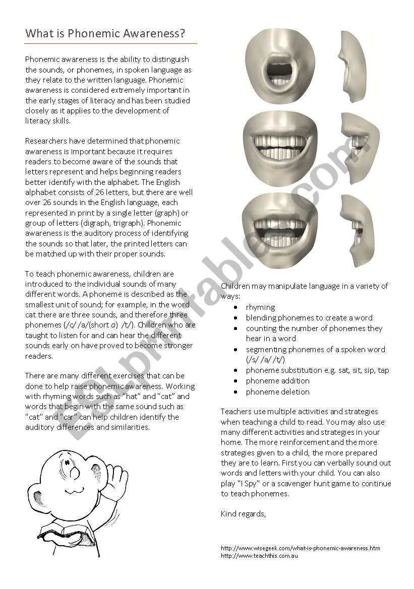 what is phonemic awareness information sheet for parents