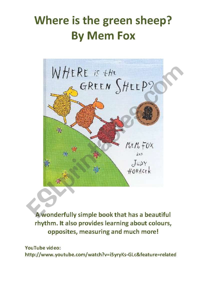 Where is the green sheep lesson plans (Australian book with YouTube link, a whole page of lesson plan ideas and a poem to read with your children!)