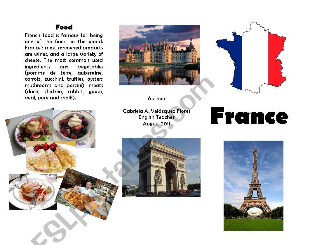 Brochure about France worksheet