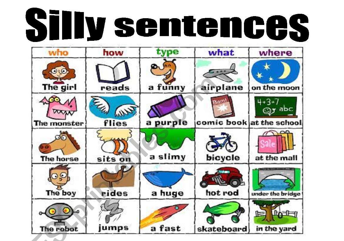 Silly sentences with lesson plan - 3 pages!
