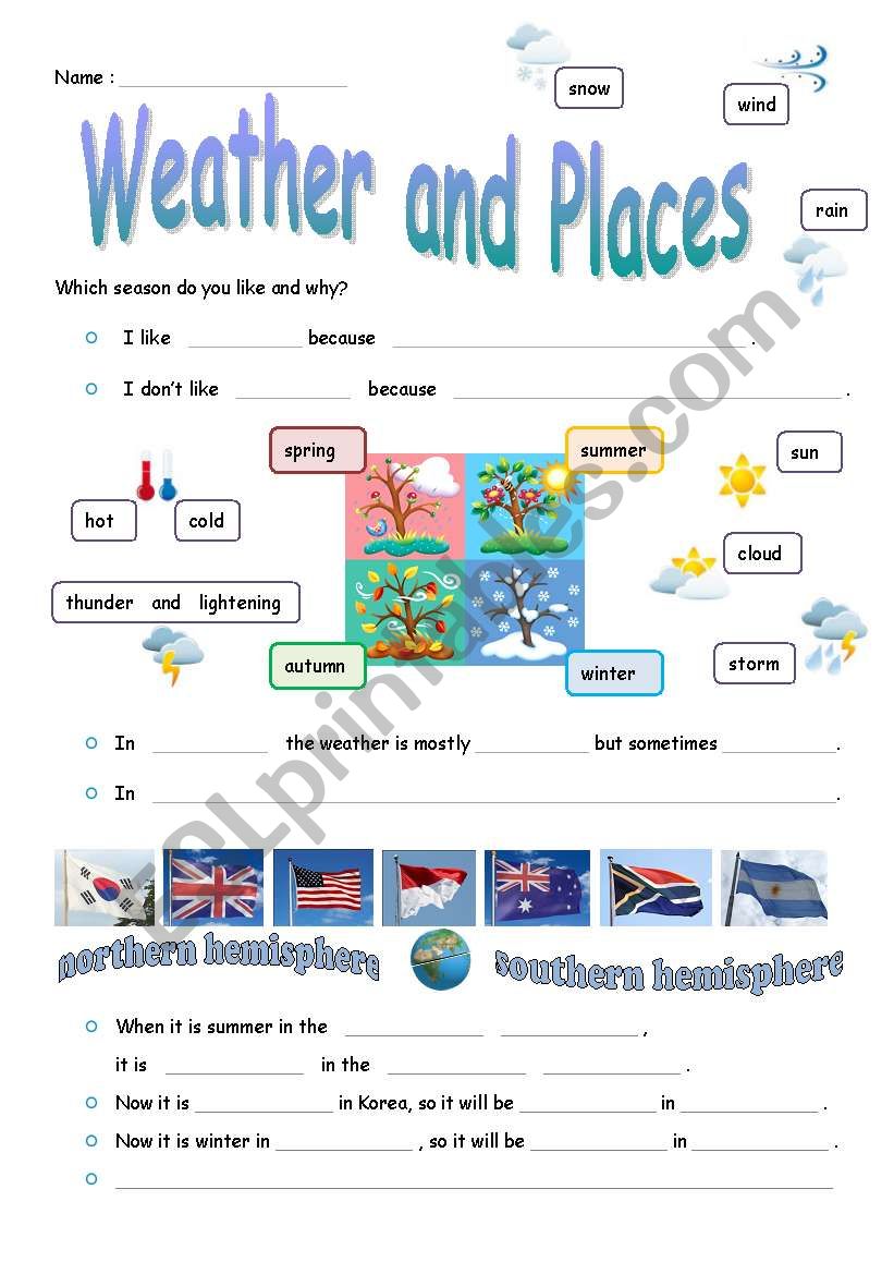 Weater and Countries worksheet