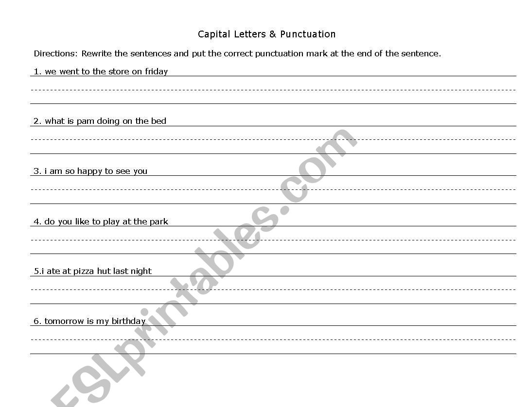 Capitalization & Punctuation worksheet