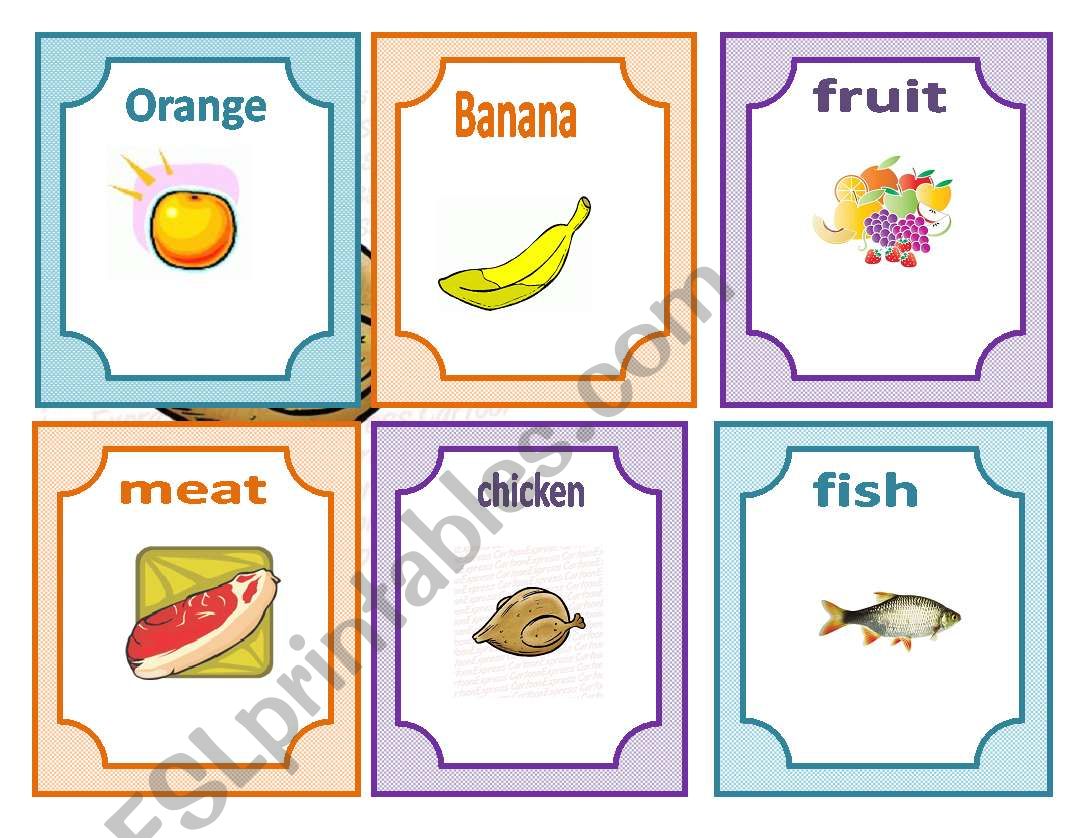 food flashcards worksheet