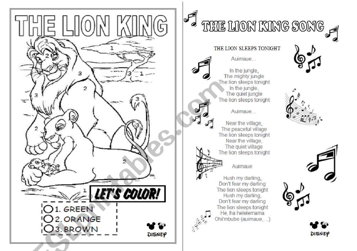 Song: The Lion King worksheet