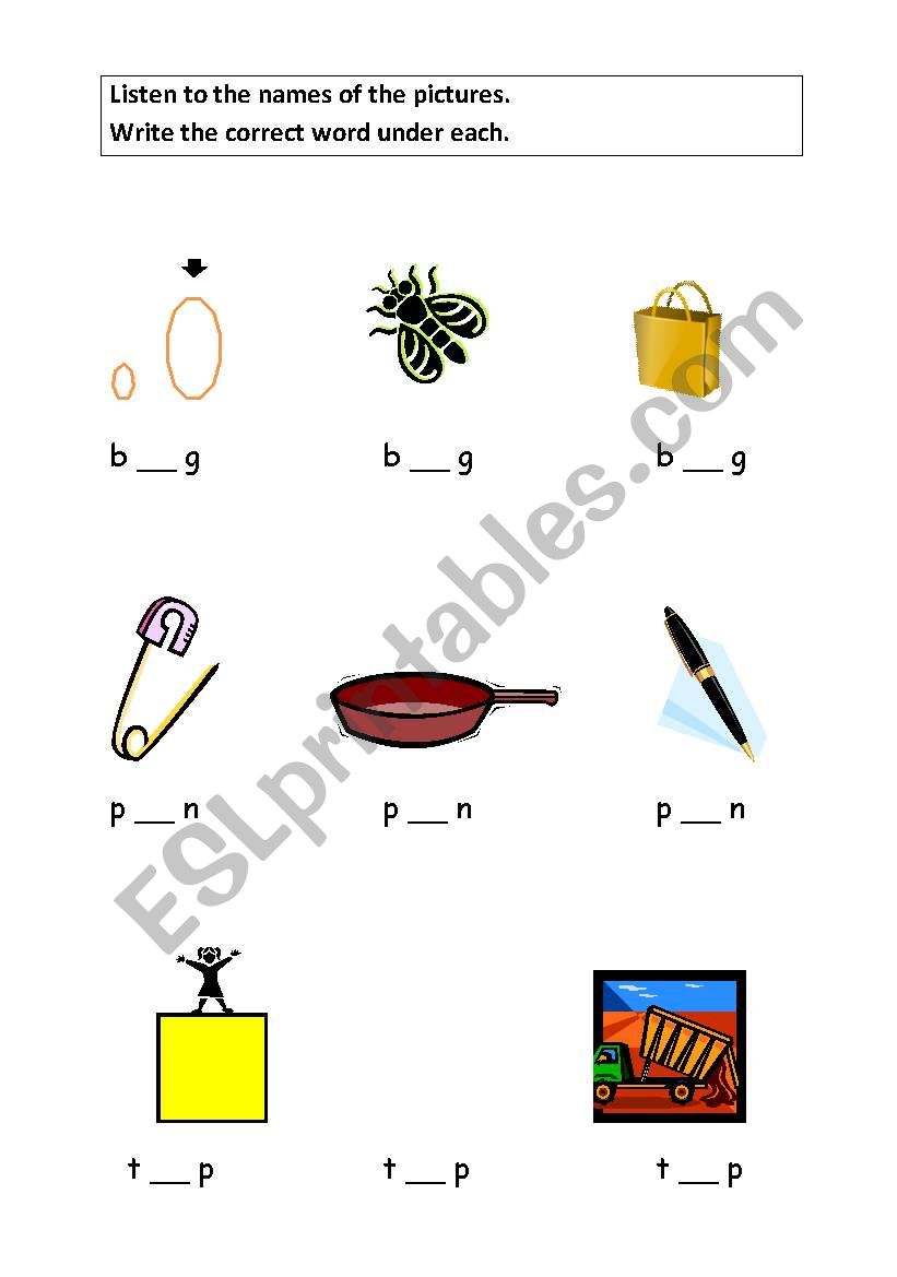 Phonics - short vowel discrimination