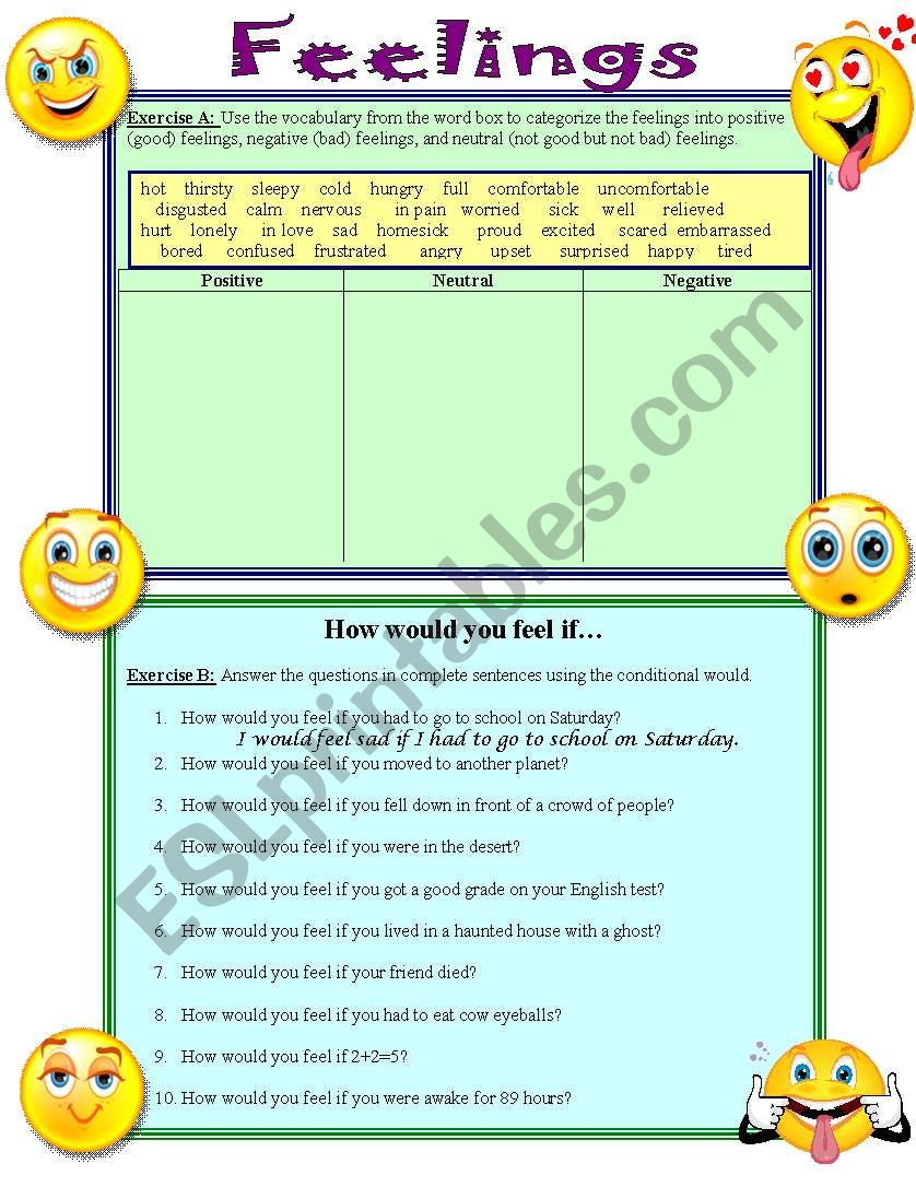 Feelings worksheet