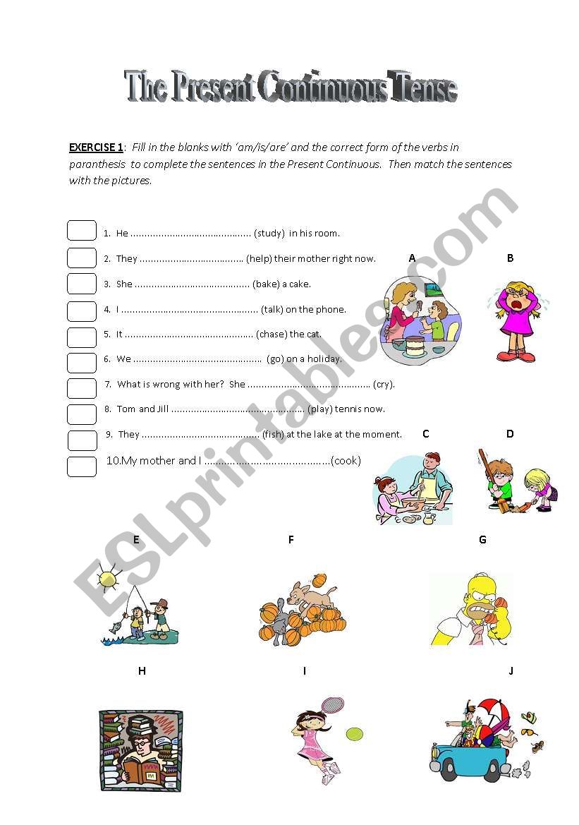 The Present Continuous Tense worksheet