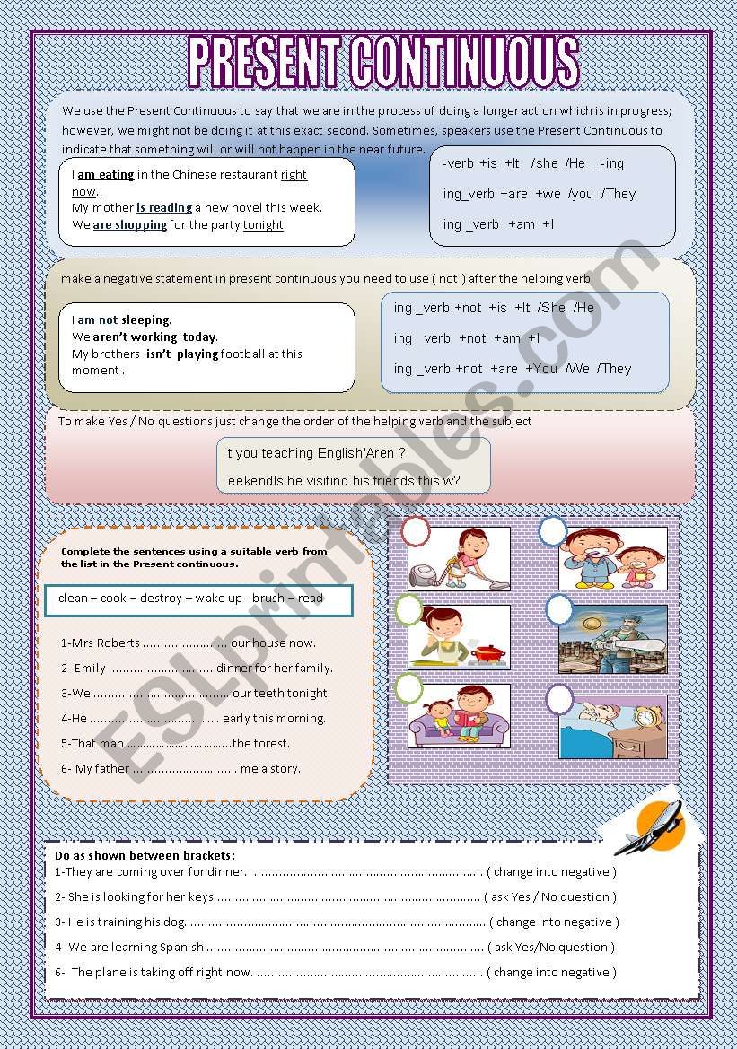 present continuous worksheet