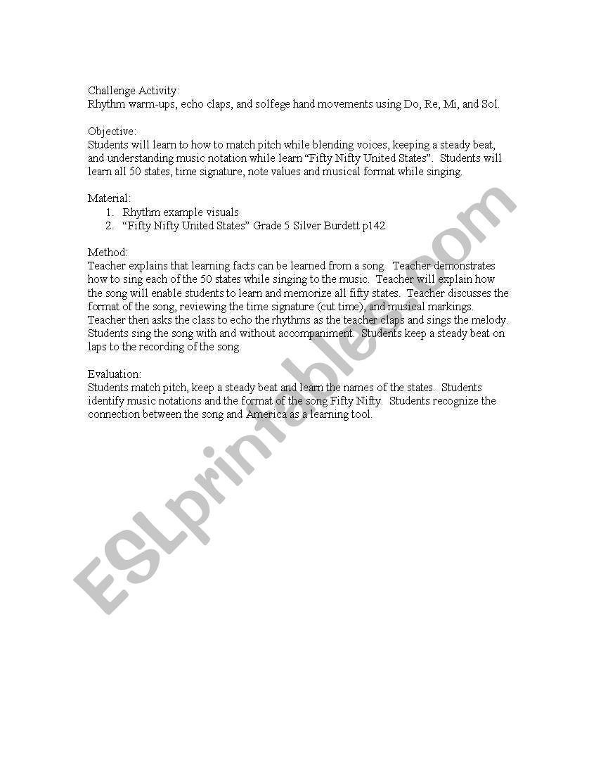 50 Nifty United States worksheet