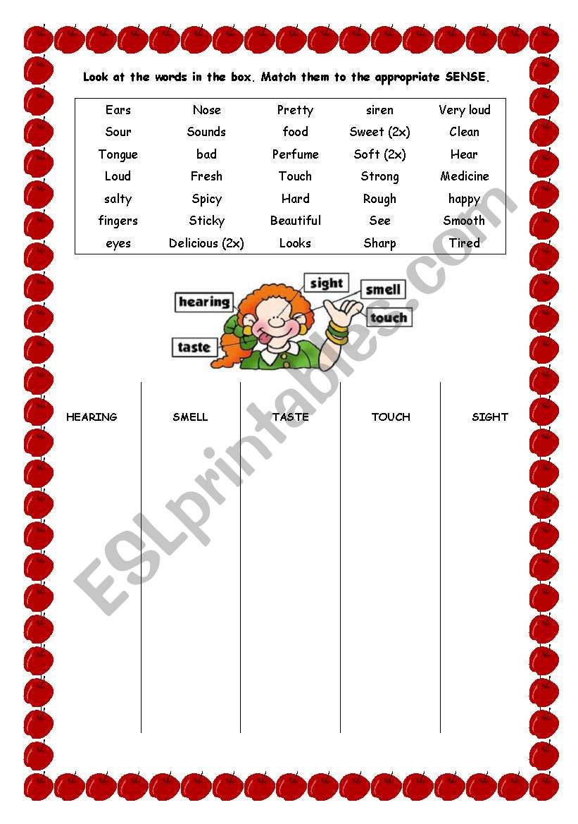 SENSES worksheet