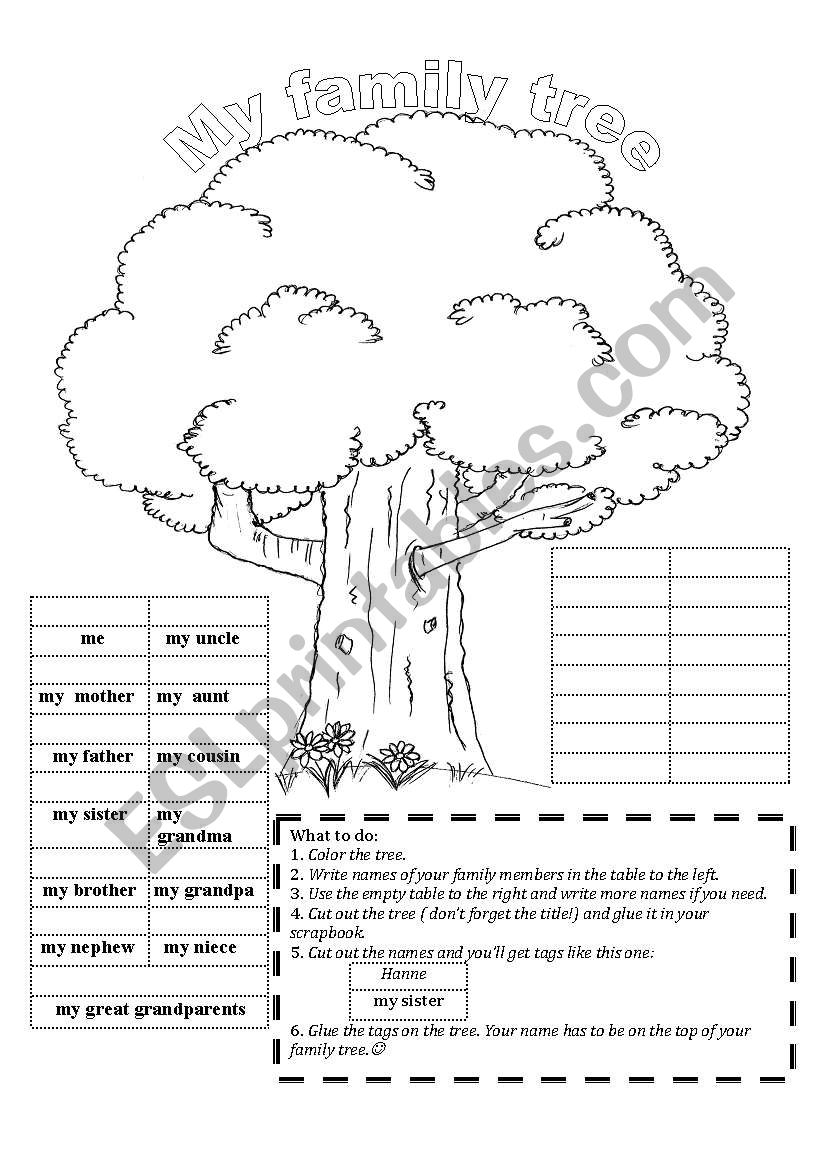 My Family Tree worksheet