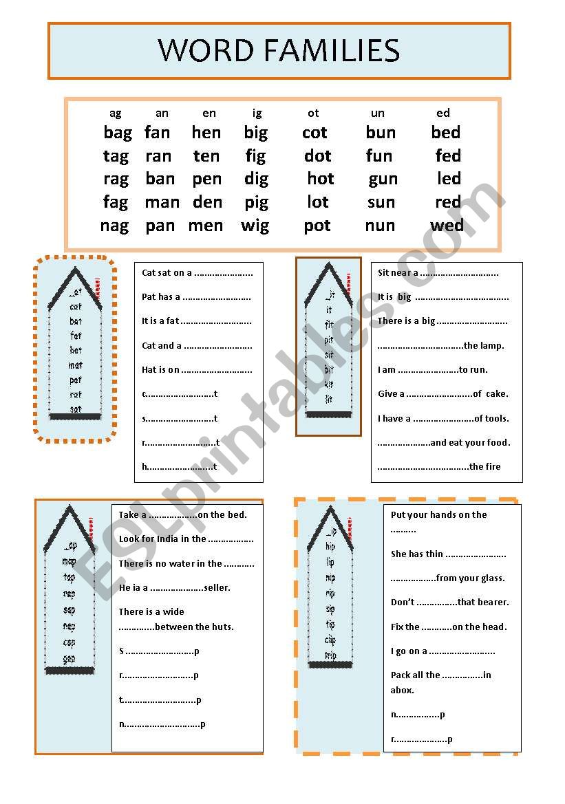 Word Families worksheet