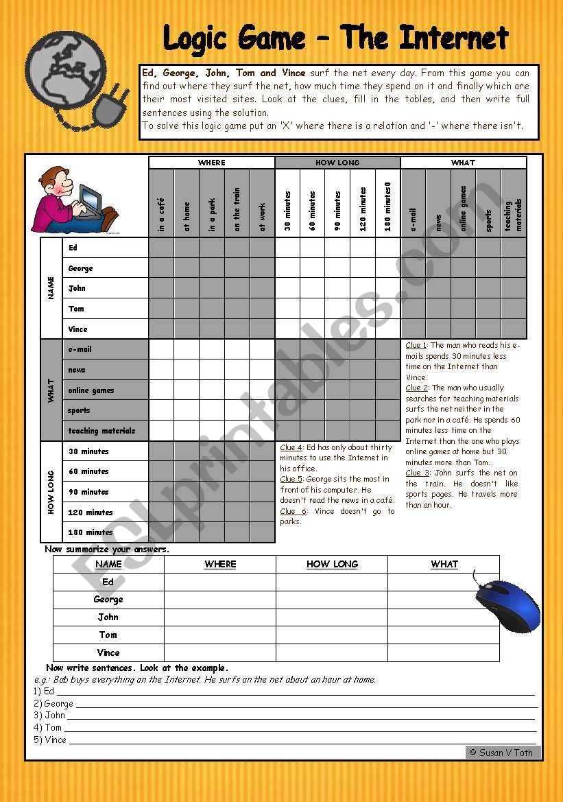 Logic game (28th) - The Internet *** intermediate *** with key *** created with WORD 2003